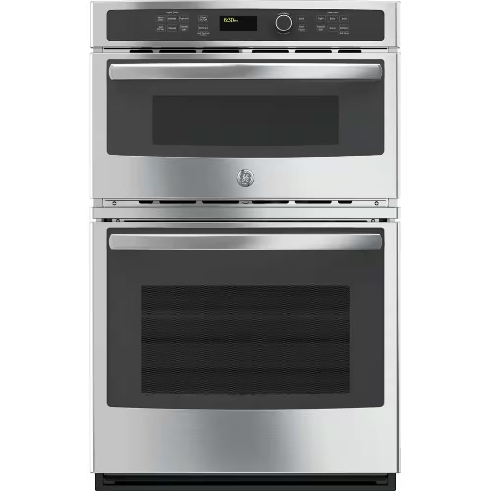27 In. Double Electric Wall Oven with Built-In Microwave in Stainless Steel