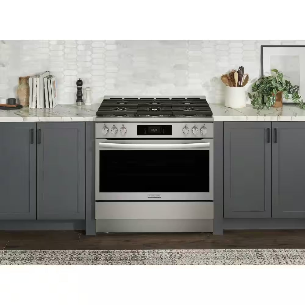 Gallery 36 In. 6-Burner Slide-In Dual Fuel Range in Stainless Steel with Total Convection and Air Fry