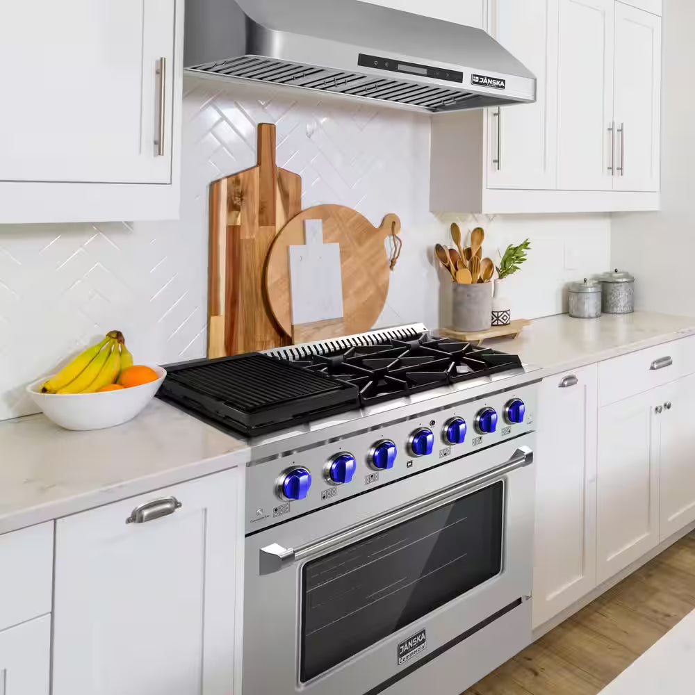 36 In. 5.2 Cu. Ft. Freestanding Dual Fuel Range with 6 Burners, Convection Oven, and Griddle in Stainless Steel