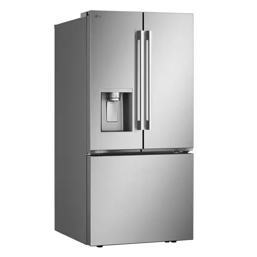 33 In. 25.1 Cu. Ft. Standard Depth French Door Refrigerator in Print Proof Stainless Steel with Filtered Ice and Water