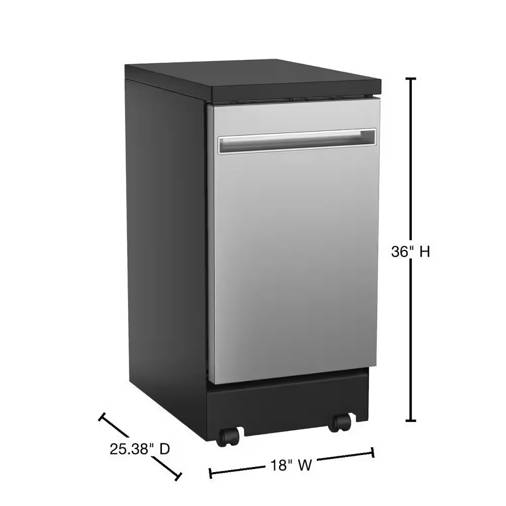18 In. Stainless Steel Portable Dishwasher with Sanitize Cycle and 52 Dba