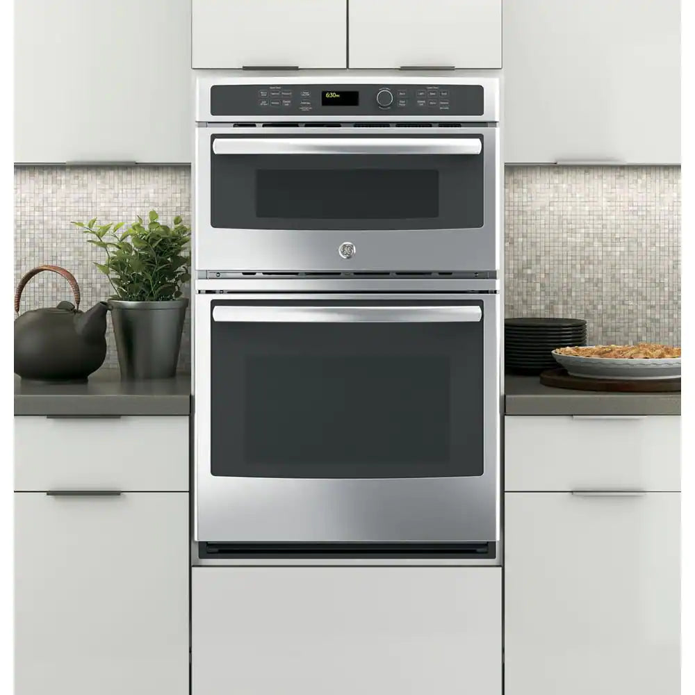 27 In. Double Electric Wall Oven with Built-In Microwave in Stainless Steel