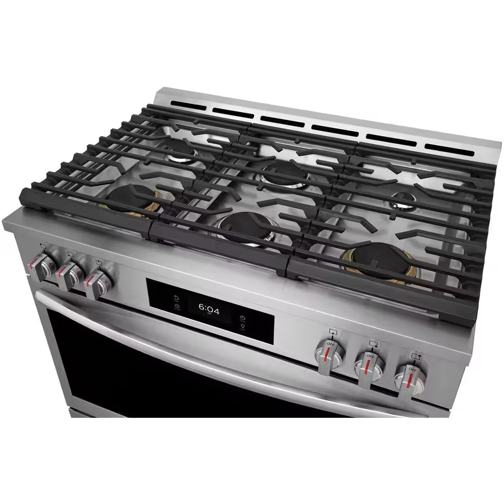 Gallery 36 In. 6-Burner Slide-In Dual Fuel Range in Stainless Steel with Total Convection and Air Fry