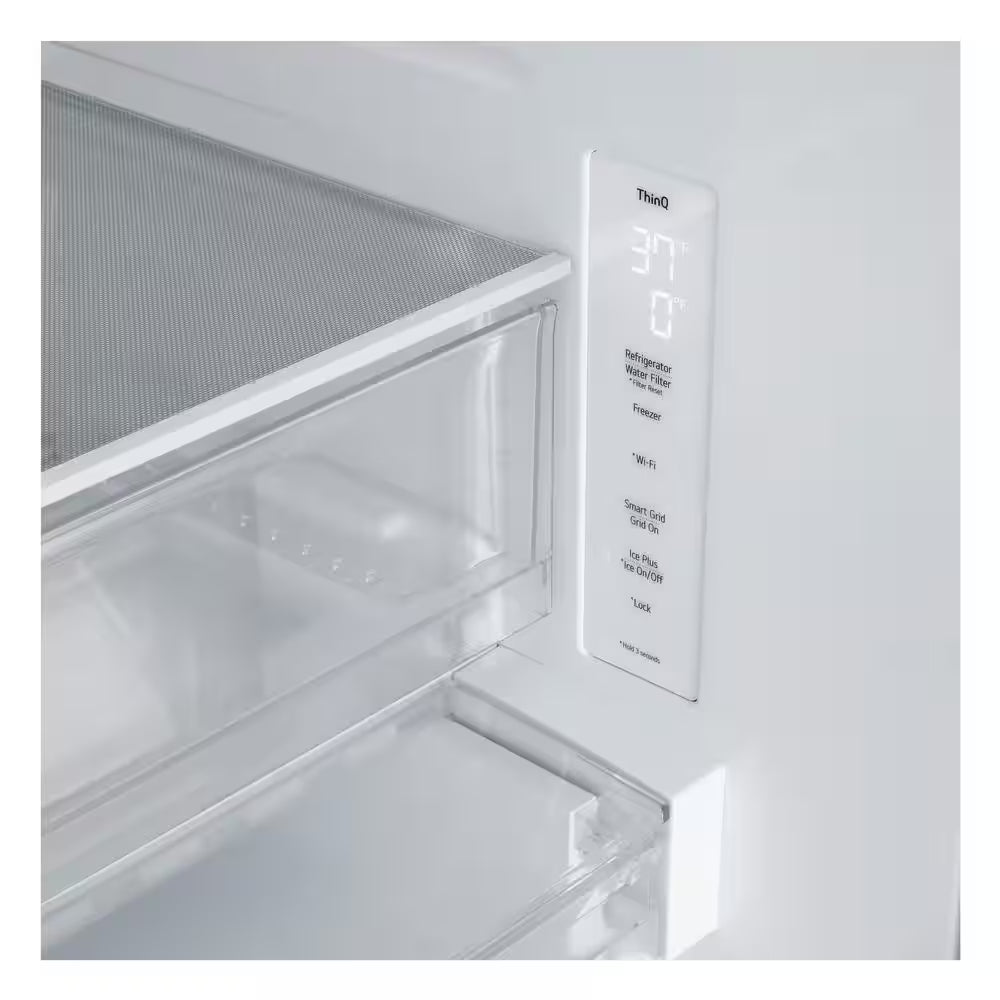 33 In. 25.1 Cu. Ft. Standard Depth French Door Refrigerator in Print Proof Stainless Steel with Filtered Ice and Water