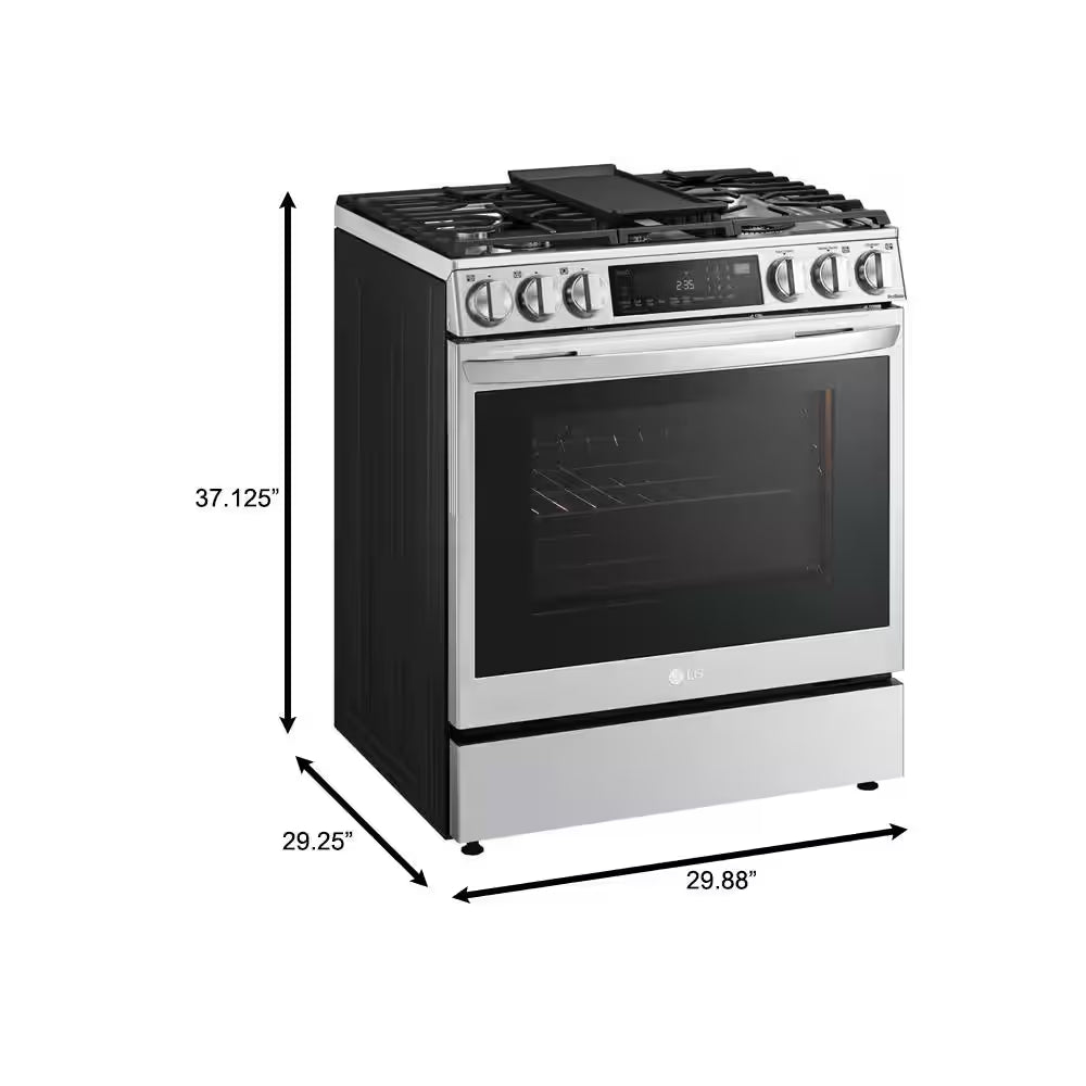6.3 Cu. Ft. 30 in Smart Probake Slide-In Dual Fuel Range with Gas Stove and Electric Oven in Printproof Stainless Steel