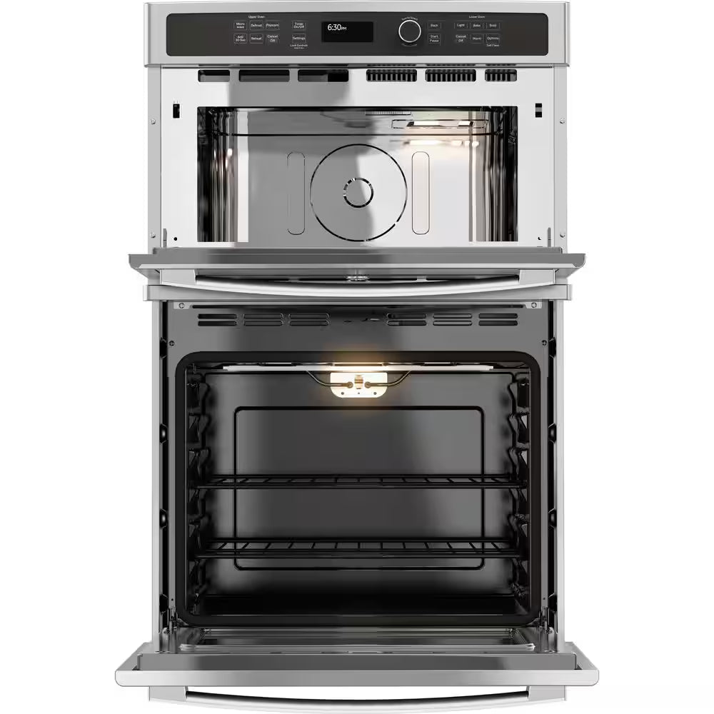 27 In. Double Electric Wall Oven with Built-In Microwave in Stainless Steel