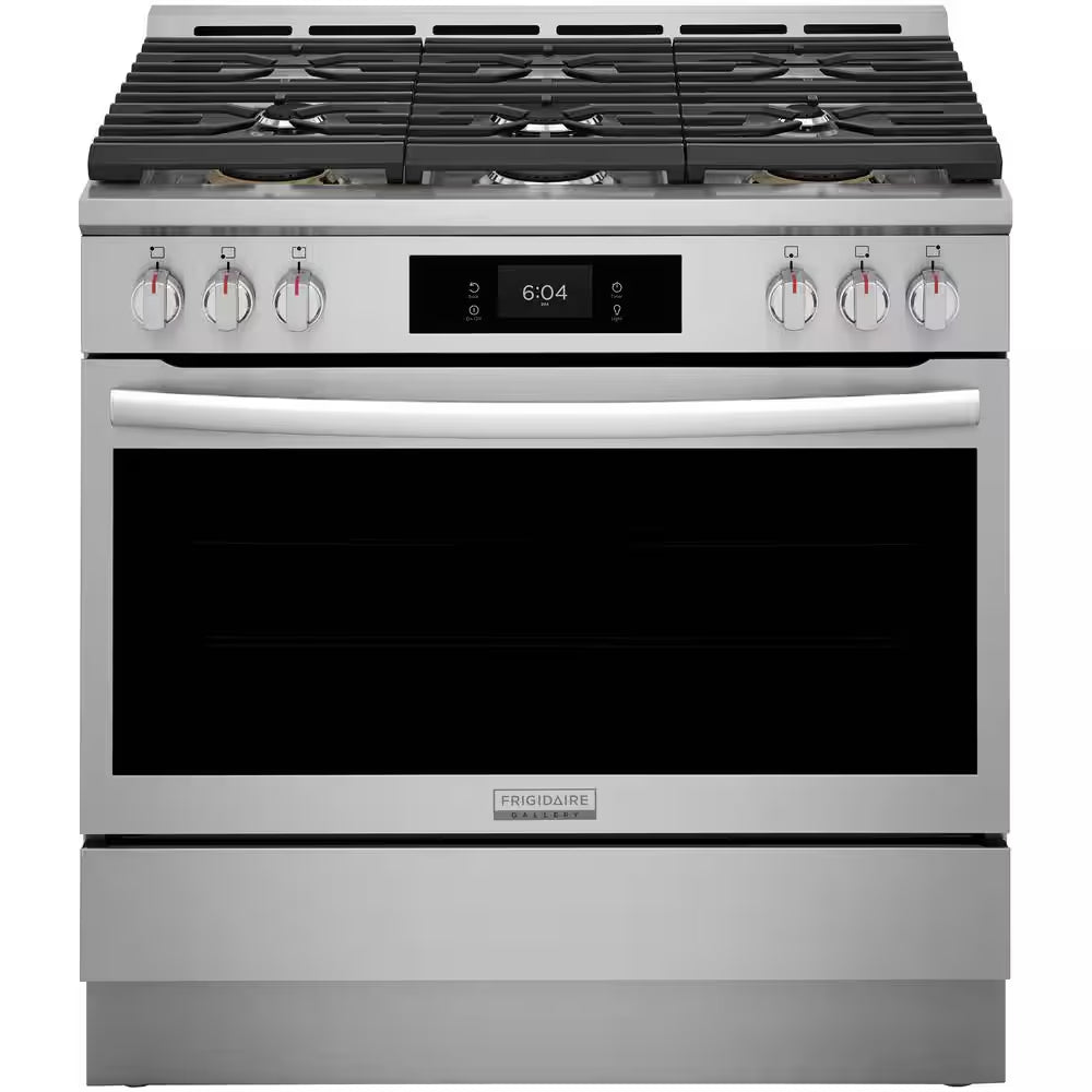 Gallery 36 In. 6-Burner Slide-In Dual Fuel Range in Stainless Steel with Total Convection and Air Fry