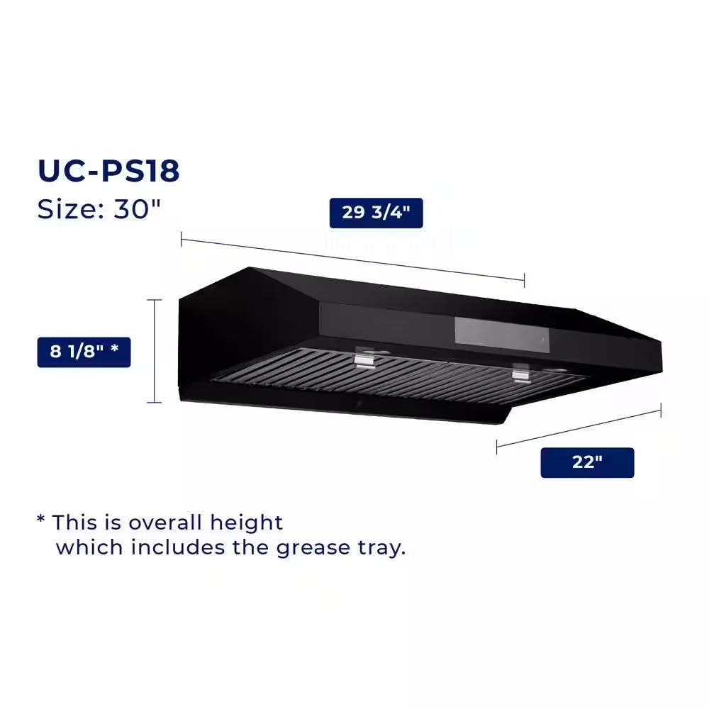 30 In. Ducted under Cabinet Range Hood with 3-Way Venting Changeable LED Powerful Suction in Stainless Steel