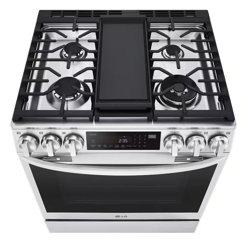6.3 Cu. Ft. 30 in Smart Probake Slide-In Dual Fuel Range with Gas Stove and Electric Oven in Printproof Stainless Steel