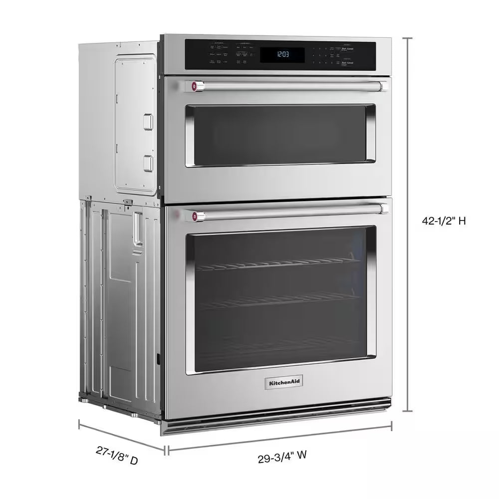 27 In. Electric Wall Oven and Microwave Combo in Stainless Steel with Air Fry Mode
