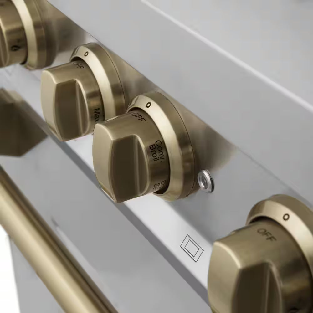 Autograph Edition 36 In. 6 Burner Dual Fuel Range in Stainless Steel and Champagne Bronze