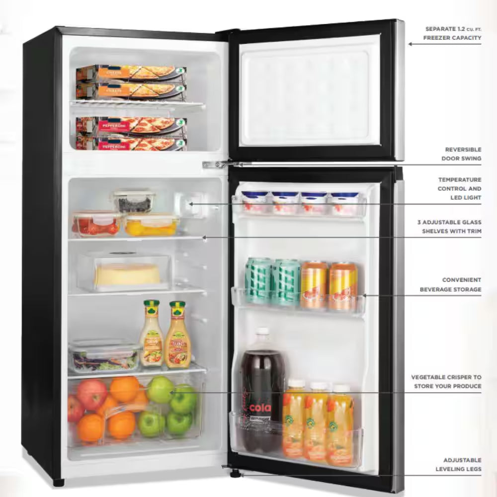 4.5 Cu. Ft. 2-Door Mini Refrigerator in Platinum Steel with Freezer