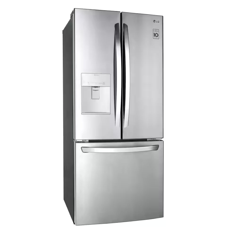 30 In. W 22 Cu. Ft. French Door Refrigerator with Water Dispenser in Stainless Steel