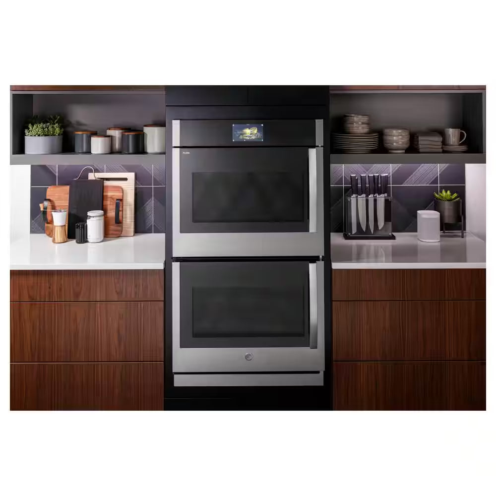 Profile 30 In. Smart Double Electric Wall Oven with Left-Hand Side-Swing Doors and Convection in Stainless Steel