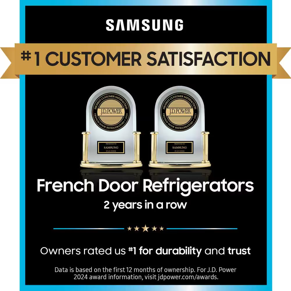 22 Cu. Ft. 3-Door French Door Smart Refrigerator with Water Dispenser in Fingerprint Resistant Stainless Steel