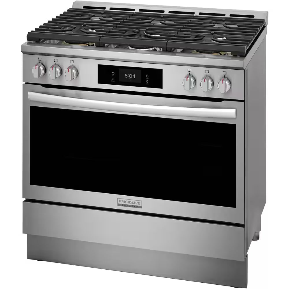 Gallery 36 In. 6-Burner Slide-In Dual Fuel Range in Stainless Steel with Total Convection and Air Fry