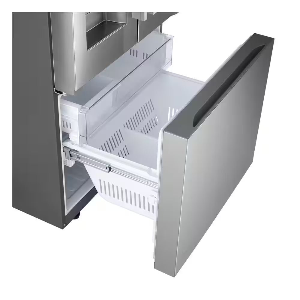 33 In. 25.1 Cu. Ft. Standard Depth French Door Refrigerator in Print Proof Stainless Steel with Filtered Ice and Water