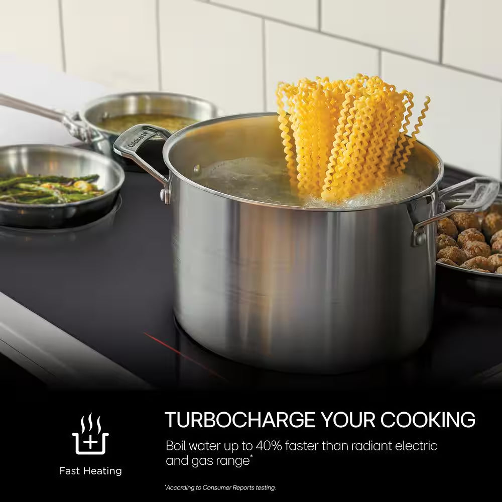 30 In. 4 Burner Element Induction Cooktop in Black with Power Element and Smoothtouch Controls