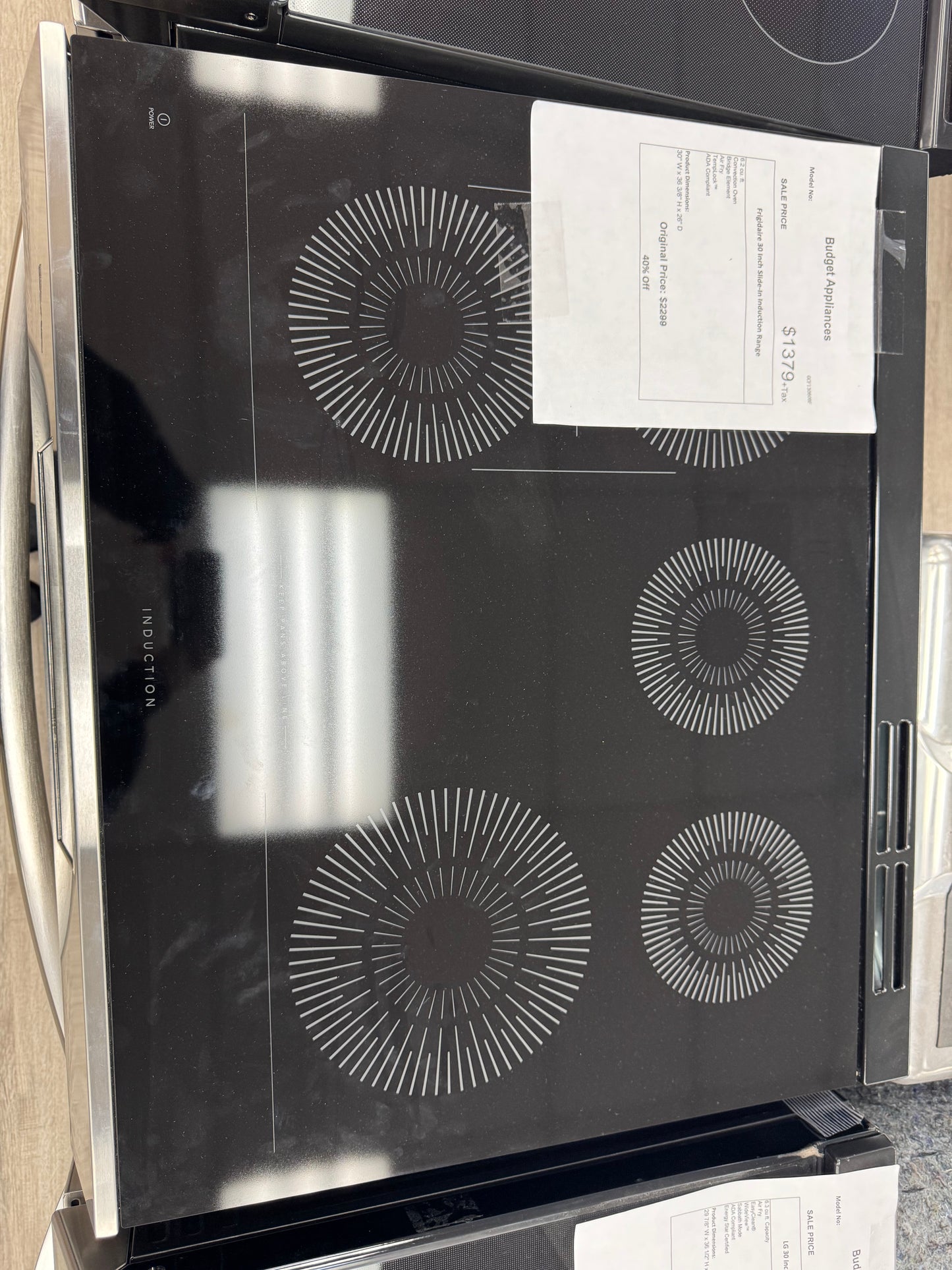 Frigidaire 30 Inch Slide -In Induction Range