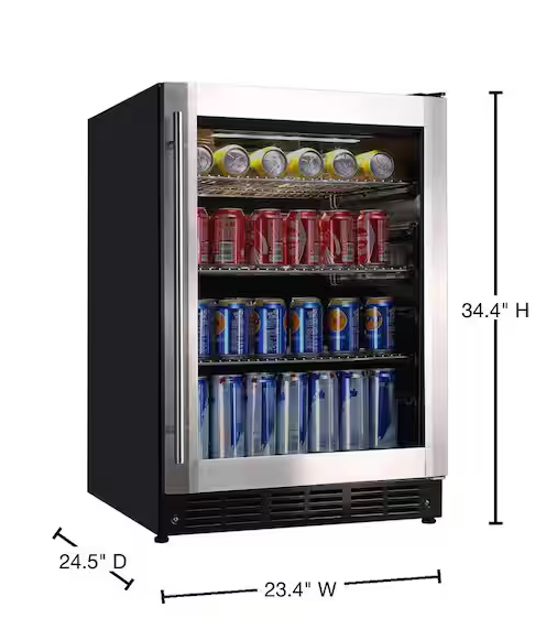 Vissani 23.4 in. 50 Bottle, 154 Can, Wine and Beverage Cooler with Stainless Steel Door