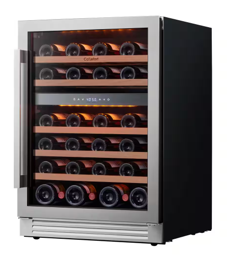 Ca'Lefort 24 in. Dual Zone 46-Bottles Built-In Wine Cooler Refrigerator in Stainless Steel Frost-Free Touch Panel