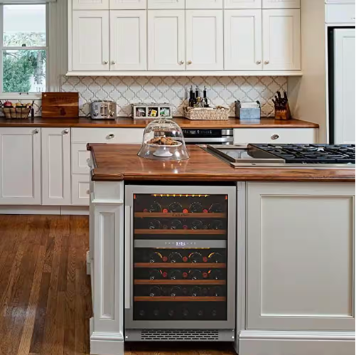 Ca'Lefort 24 in. Dual Zone 46-Bottles Built-In Wine Cooler Refrigerator in Stainless Steel Frost-Free Touch Panel