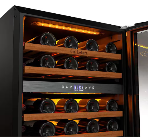 Ca'Lefort 24 in. Dual Zone 46-Bottles Built-In Wine Cooler Refrigerator in Stainless Steel Frost-Free Touch Panel