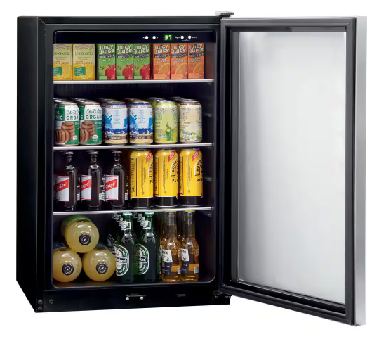 Frigidaire 22 in. Single Zone 138-12 oz Can Beverage Cooler in Stainless Steel with Digital Temperature Control