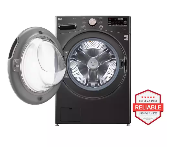 LG 4.5 Cu. Ft. Stackable SMART Front Load Washer in Black Steel with Steam and TurboWash360 Technology