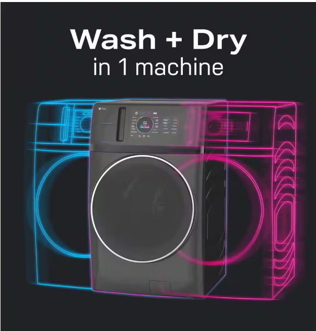 GE Profile 4.8 cu. ft. Smart UltraFast Electric Washer & Dryer Combo in Carbon Graphite with Ventless Heat Pump Technology