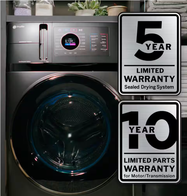GE Profile 4.8 cu. ft. Smart UltraFast Electric Washer & Dryer Combo in Carbon Graphite with Ventless Heat Pump Technology