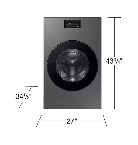 Samsung Bespoke 5.3 cu. ft. Ultra Capacity All-In-One Washer Dryer Combo with Super Speed and Ventless Heat Pump in Dark Steel
