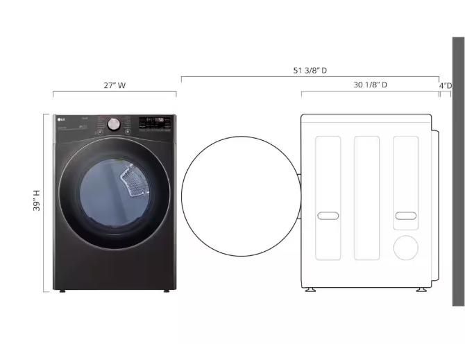 LG 7.4 Cu. Ft. Vented SMART Stackable Electric Dryer in Black Steel with TurboSteam and Sensor Dry Technology