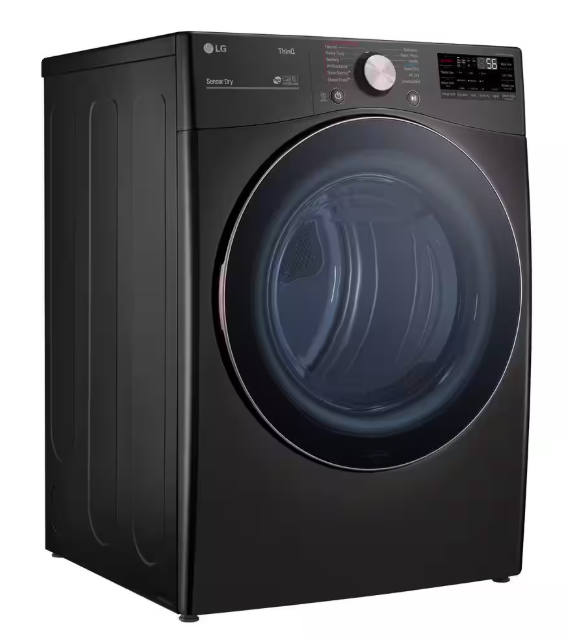 LG 7.4 Cu. Ft. Vented SMART Stackable Electric Dryer in Black Steel with TurboSteam and Sensor Dry Technology