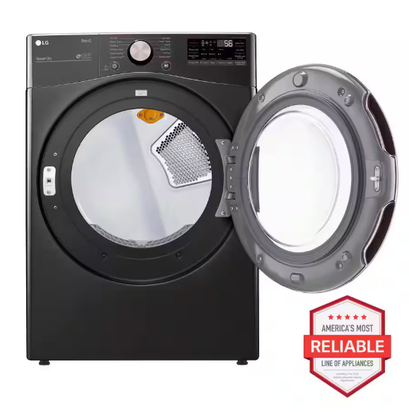 LG 7.4 Cu. Ft. Vented SMART Stackable Gas Dryer in Black Steel with TurboSteam and Sensor Dry Technology 10