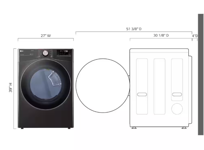 LG 7.4 Cu. Ft. Vented SMART Stackable Gas Dryer in Black Steel with TurboSteam and Sensor Dry Technology 10