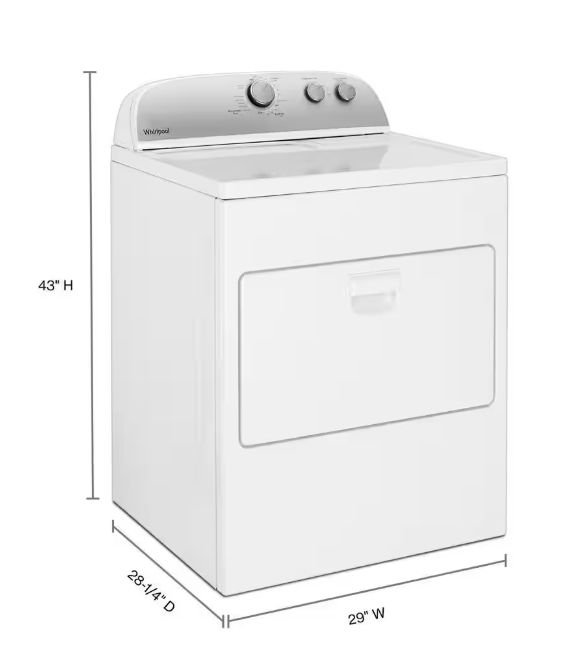 Whirlpool 7.0 cu. ft. 240-Volt White Electric vented Dryer with AUTODRY Drying System