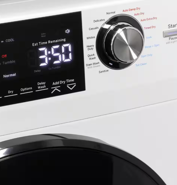 GE 2.4 cu. ft. Compact White 120-Volt Ventless Electric All-in-One Washer Dryer Combo