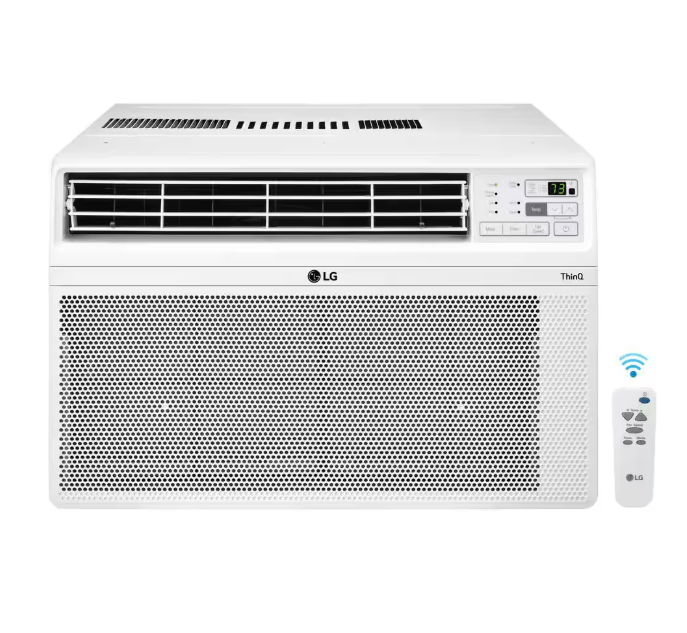 LG 12,000 BTU 115V Window Air Conditioner Cools 550 sq. ft. with Wi-Fi, Remote, Dehumidifier and in White