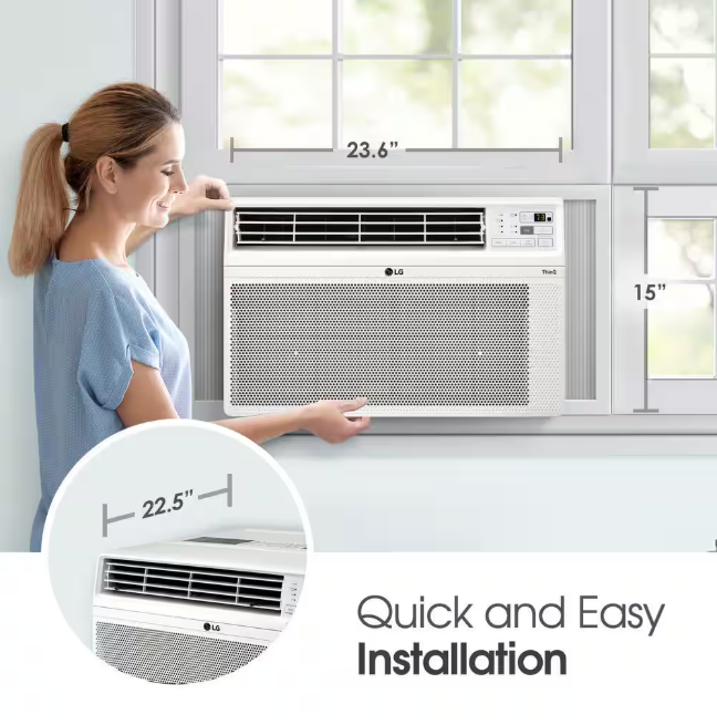 LG 12,000 BTU 115V Window Air Conditioner Cools 550 sq. ft. with Wi-Fi, Remote, Dehumidifier and in White