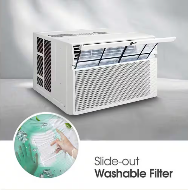 LG 12,000 BTU 115V Window Air Conditioner Cools 550 sq. ft. with Wi-Fi, Remote, Dehumidifier and in White