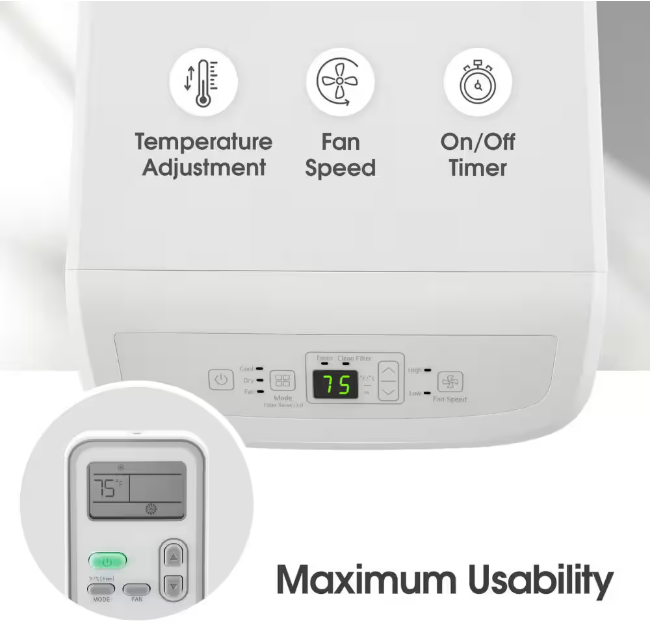 LG 6,000 BTU 115-Volt Portable Air Conditioner Cools 250 sq. ft. with Dehumidifier and LCD Remote