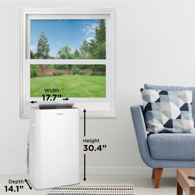 Danby 7,200 BTU Portable Air Conditioner Cools 350 Sq. Ft. with Remote Control in White