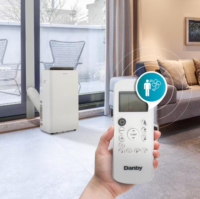 Danby 7,200 BTU Portable Air Conditioner Cools 350 Sq. Ft. with Remote Control in White