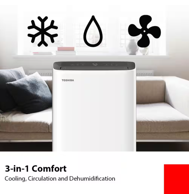 Toshiba 6,000 BTU Portable Air Conditioner Cools 250 Sq. Ft. with Dehumidifier and Remote Control in White