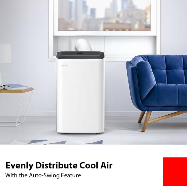 Toshiba 6,000 BTU Portable Air Conditioner Cools 250 Sq. Ft. with Dehumidifier and Remote Control in White