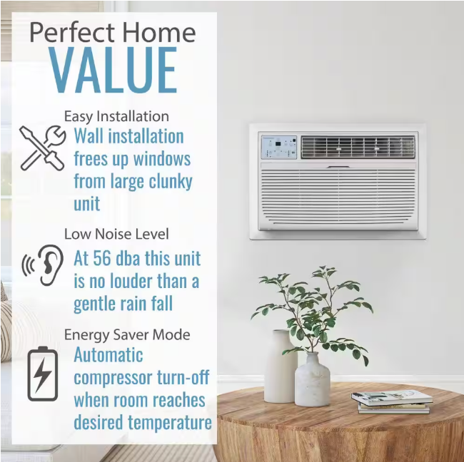 Keystone 10,000 BTU 230V Through-The-Wall AC Remote Dehumidifier Sleep Mode 24H Timer for Rooms up to 450 sq. ft.