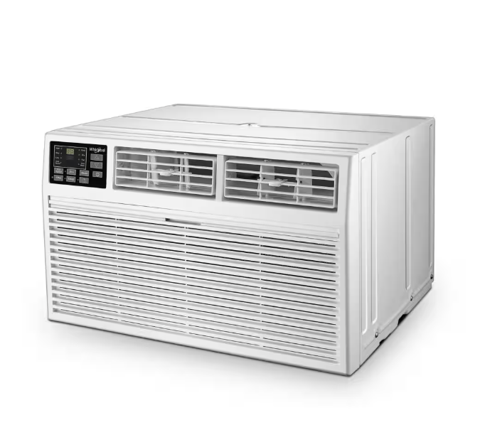 Whirlpool 10,000 BTU 115-Volt Through-the-Wall Air Conditioner Cools 450 Sq. Ft. with Dehumidifier and remote in White