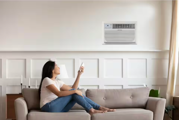 Keystone 14,000 BTU 230V Through-The-Wall AC 10,600 BTU Supplemental Heat Remote Sleep Mode 24H Timer for Rooms up to 700 Sq. Ft