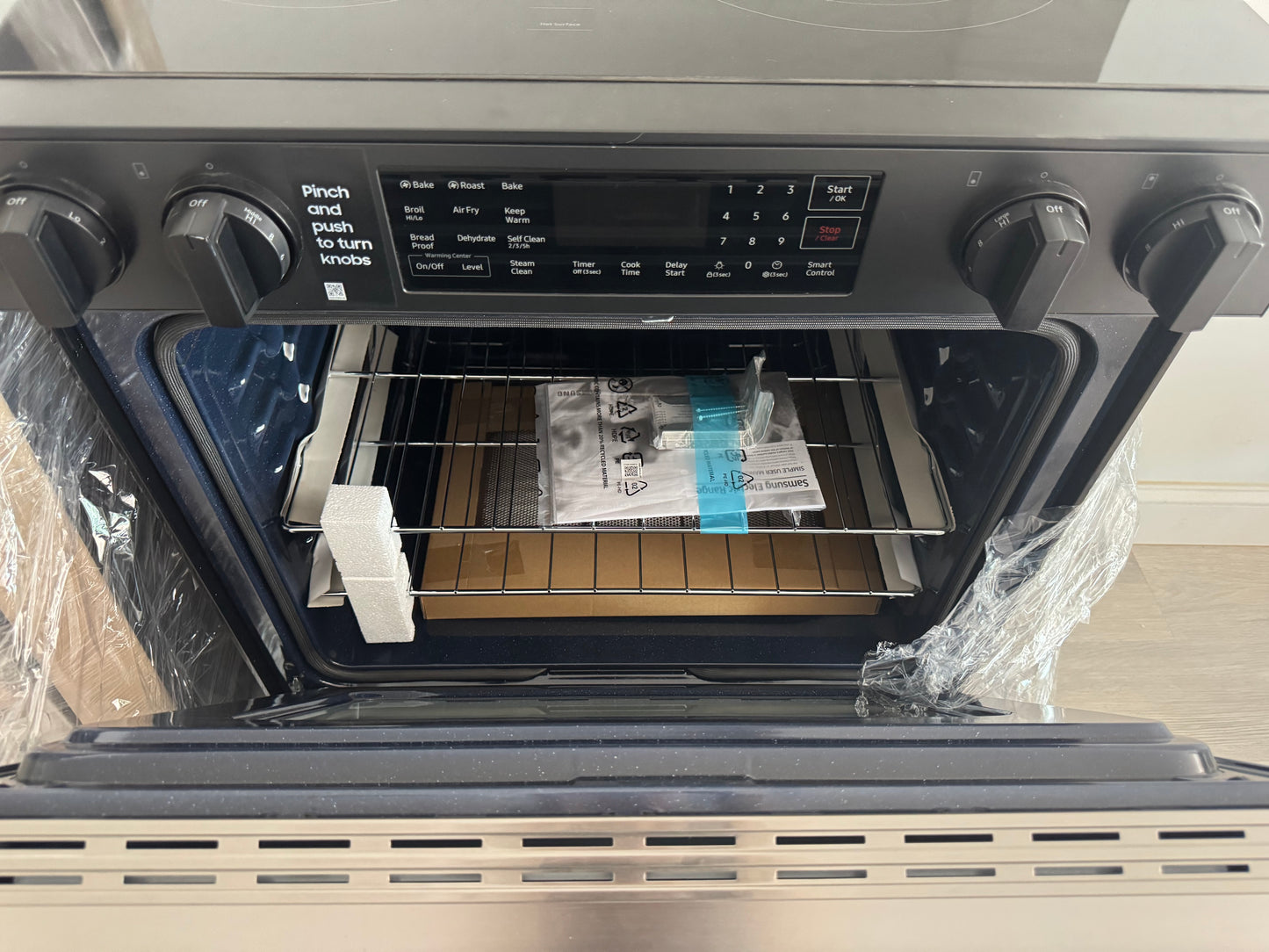 Samsung Bespoke 30 in. 6.3 cu.ft. 5 Burner Element Smart Slide-In Electric Range w/ AirFry & Safety Knobs in Stainless Steel